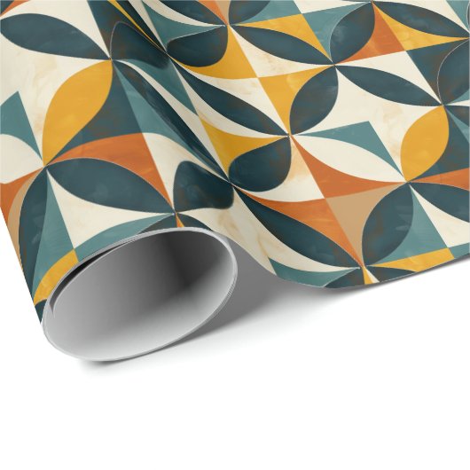 Retro Mid-Century Modern geometrisch patroon Cadeaupapier (Rol Hoek)