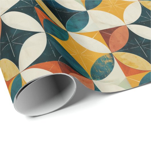 Retro Mid-Century Modern geometrisch patroon Cadeaupapier (Rol Hoek)