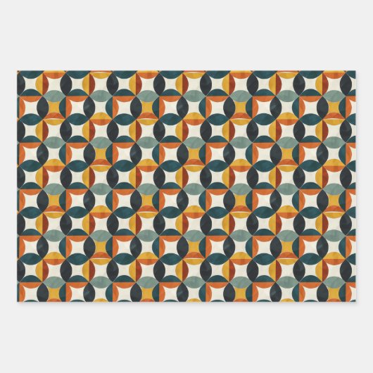 Retro Mid-Century Modern geometrisch patroon Inpakpapier Vel (Voorkant 3)