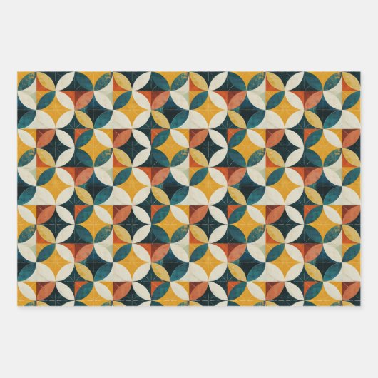 Retro Mid-Century Modern geometrisch patroon Inpakpapier Vel (Voorkant 2)