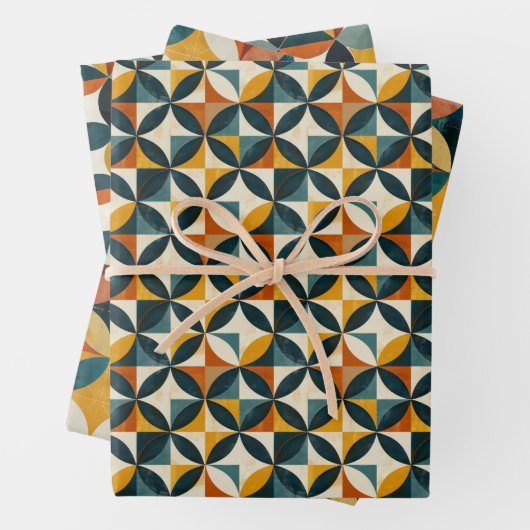 Retro Mid-Century Modern geometrisch patroon Inpakpapier Vel (In situ)