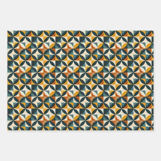 Retro Mid-Century Modern geometrisch patroon Inpakpapier Vel (Voorkant)
