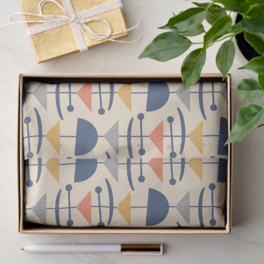 Retro Mid Century Modern geometrisch patroon Tissuepapier (Geschenk)