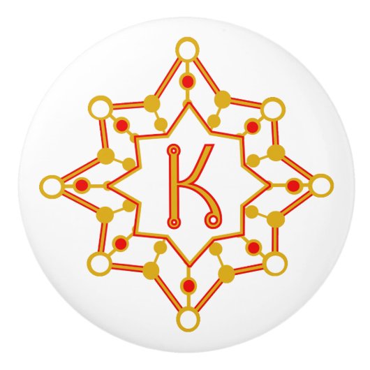 Retro Mid-Century Modern gepersonaliseerd Initiaal Keramische Knop (Voorkant)