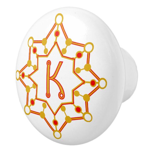 Retro Mid-Century Modern gepersonaliseerd Initiaal Keramische Knop (Rechts)