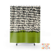 Retro Mid Century Modern Groen Zwart Abstract Douchegordijn