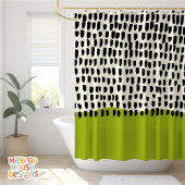Retro Mid Century Modern Groen Zwart Abstract Douchegordijn
