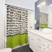 Retro Mid Century Modern Groen Zwart Abstract Douchegordijn