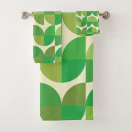 Retro mid century modern groene geometrische patro bad handdoek