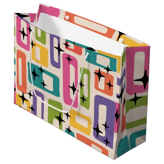 Retro Mid Century Modern Groot Cadeauzakje (Voorkant Gekanteld)