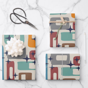 Retro Mid Century Modern Inpakpapier Vel