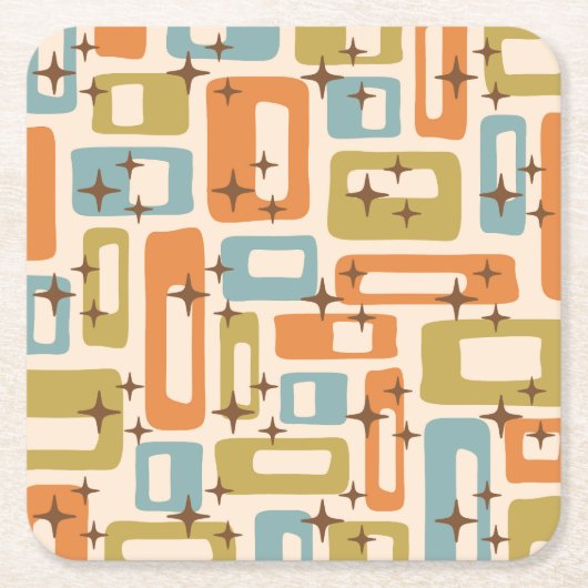 Retro Mid Century Modern Kartonnen Onderzetters (Voorkant)