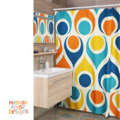 Retro Mid Century Modern Kleurrijk Douchegordijn