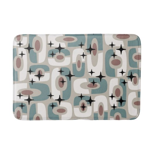 Retro Mid Century Modern Kosmisch Abstract Patroon Badmat (Voorkant)