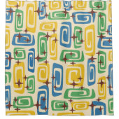 Retro Mid Century Modern Kosmisch Abstract Patroon Douchegordijn (Voorkant)