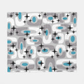 Retro Mid Century Modern Kosmisch Abstract Patroon Fleece Deken (Voorkant (Horizontaal))