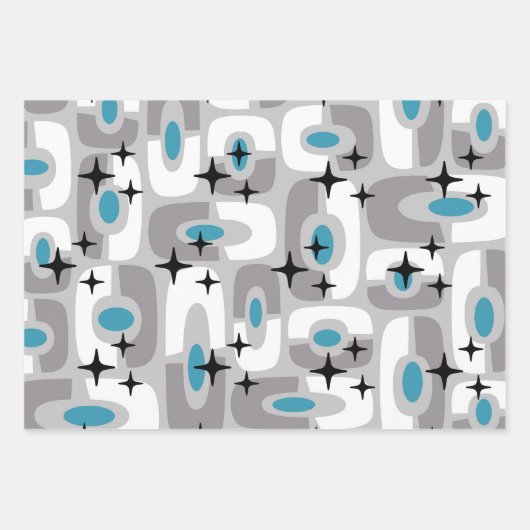 Retro Mid Century Modern Kosmisch Abstract Patroon Inpakpapier Vel (Voorkant 3)