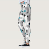 Retro Mid Century Modern Kosmisch Abstract Patroon Leggings (Links)