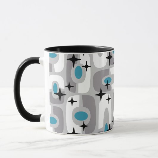 Retro Mid Century Modern Kosmisch Abstract Patroon Mok (Links)