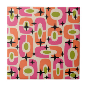 Retro Mid Century Modern Kosmisch Abstract Patroon Tegeltje