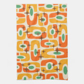 Retro Mid Century Modern Kosmisch Abstract Patroon Theedoek (Verticaal)