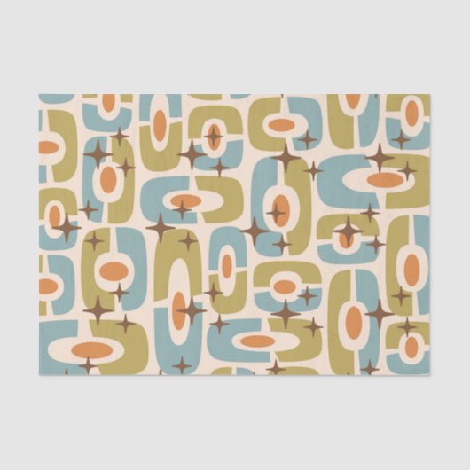 Retro Mid Century Modern Kosmisch Abstract Patroon Tissuepapier (Voorkant)