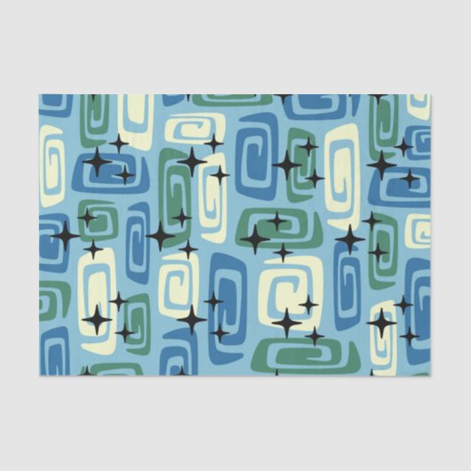 Retro Mid Century Modern Kosmisch Abstract Patroon Tissuepapier (Voorkant)