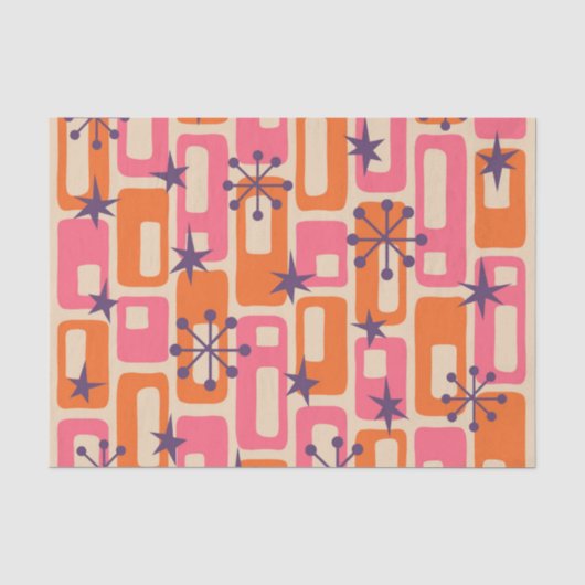 Retro Mid Century Modern Kosmisch Abstract Patroon Tissuepapier (Voorkant)