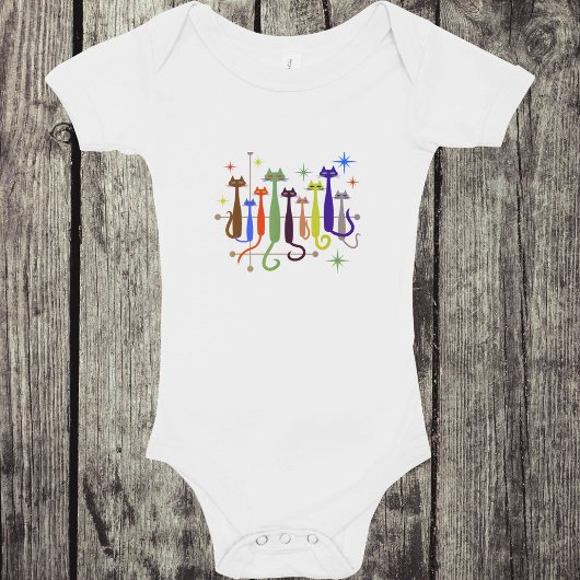  Retro Mid-Century Modern Look Cats 50s 60s Romper