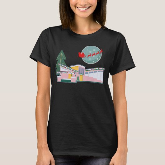 Retro Mid Century Modern MCM Christmas Atomic Sant T-shirt (Voorkant)