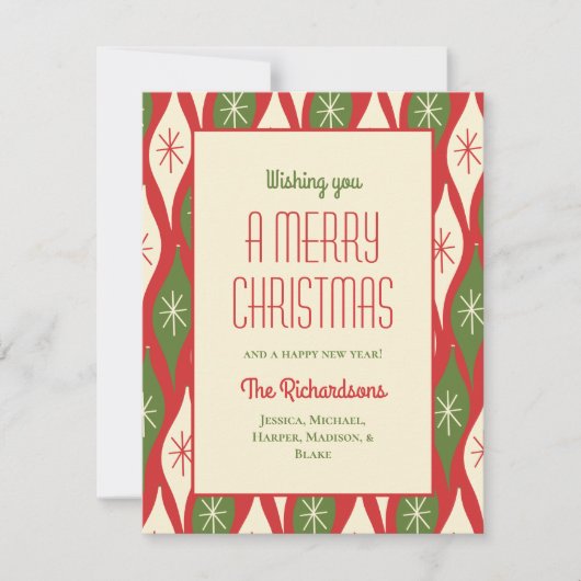 Retro  Mid Century Modern Merry Christmas Feestdagenkaart (Voorkant)