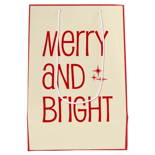 Retro Mid-Century Modern Minimal Merry & Bright Medium Cadeauzakje (Achterkant)