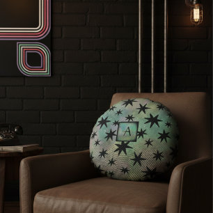 Retro Mid Century Modern Monogram Rond Kussen