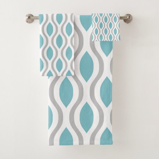 Retro Mid Century Modern Ogee Patroon Bad Handdoek (Insitu)