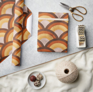  Retro Mid Century Modern Oranje regenboog Cadeaupapier