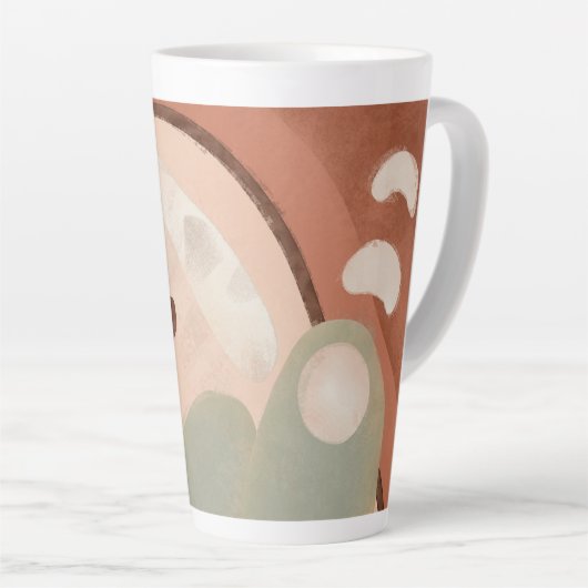 Retro Mid Century Modern Organic Shapes Abstract Latte Mok (Rechterhoek)