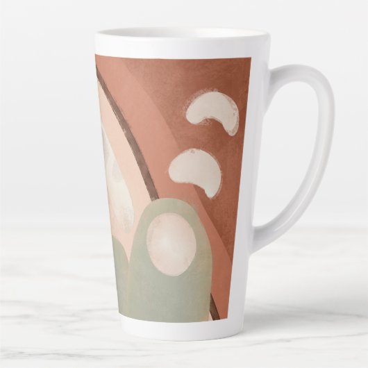 Retro Mid Century Modern Organic Shapes Abstract Latte Mok (Rechts)