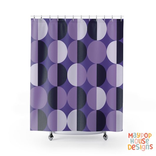 Retro Mid Century Modern Paarse Douchegordijn