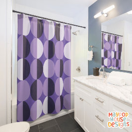 Retro Mid Century Modern Paarse Douchegordijn