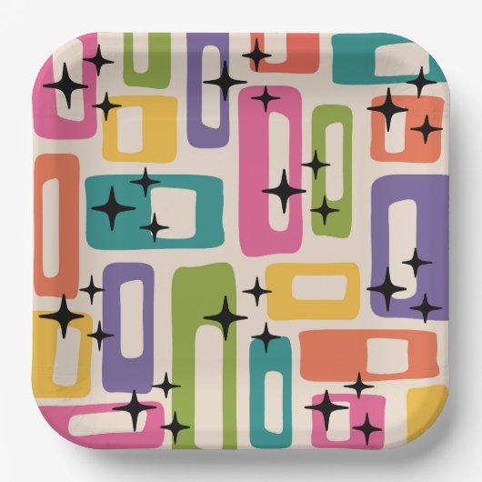 Retro Mid Century Modern Papieren Bordje (Voorkant)