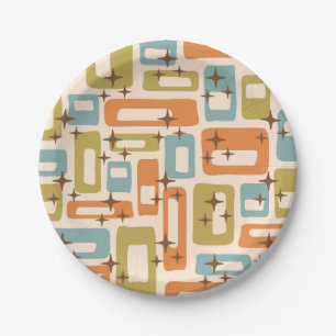 Retro Mid Century Modern Papieren Bordje