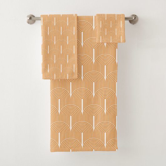 Retro Mid-Century Modern patroon Bad Handdoek (Insitu)