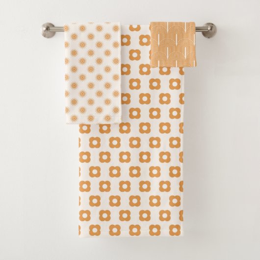 Retro Mid-Century Modern patroon Bad Handdoek (Insitu)