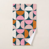 Retro Mid Century Modern Pattern Blue Blush Pink Bad Handdoek (Handdoek)