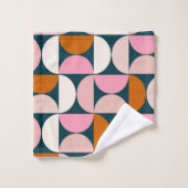 Retro Mid Century Modern Pattern Blue Blush Pink Bad Handdoek (Wasdoekje)