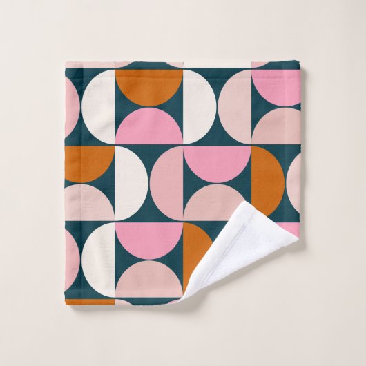 Retro Mid Century Modern Pattern Blue Blush Pink Bad Handdoek (Wasdoekje)
