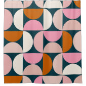 Retro Mid Century Modern Pattern Blue Blush Pink Douchegordijn (Voorkant)