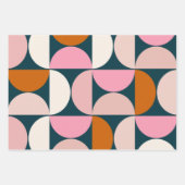 Retro Mid Century Modern Pattern Blue Blush Pink Inpakpapier Vel (Voorkant 3)