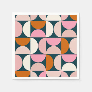 Retro Mid Century Modern Pattern Blue Blush Pink Servet