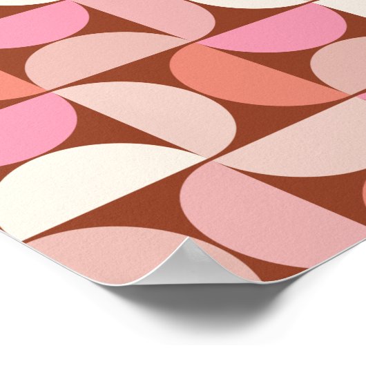 Retro Mid Century Modern Pattern Brown Pink Oranje Poster (Hoek)